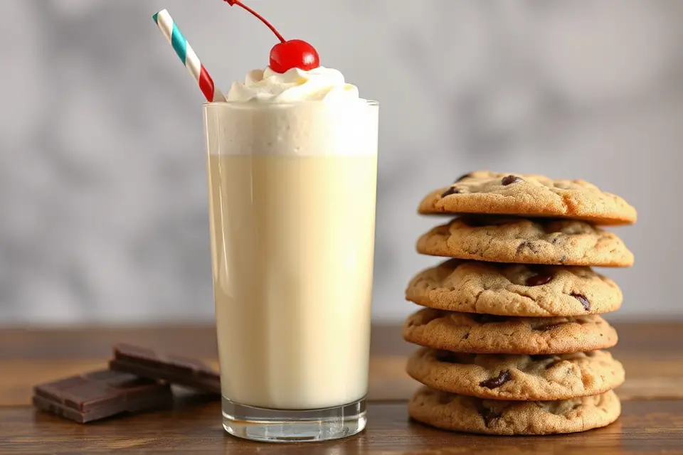 milkshake with cookie stack