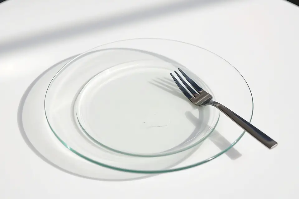 minimalist glass plate fork