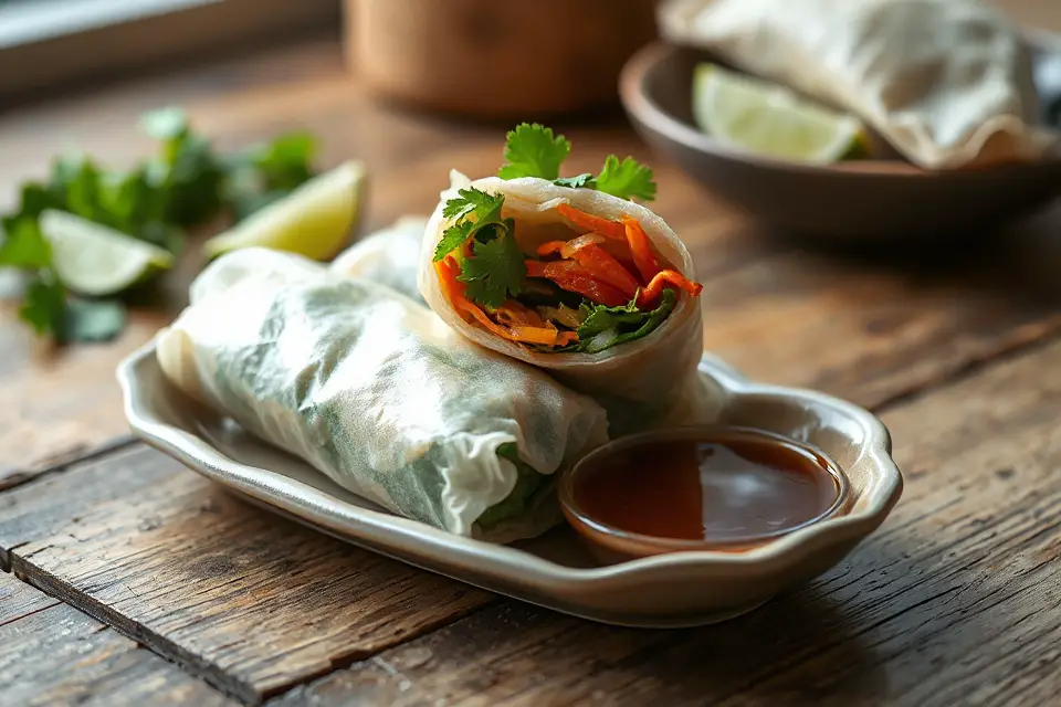 minimalist spring roll garnish