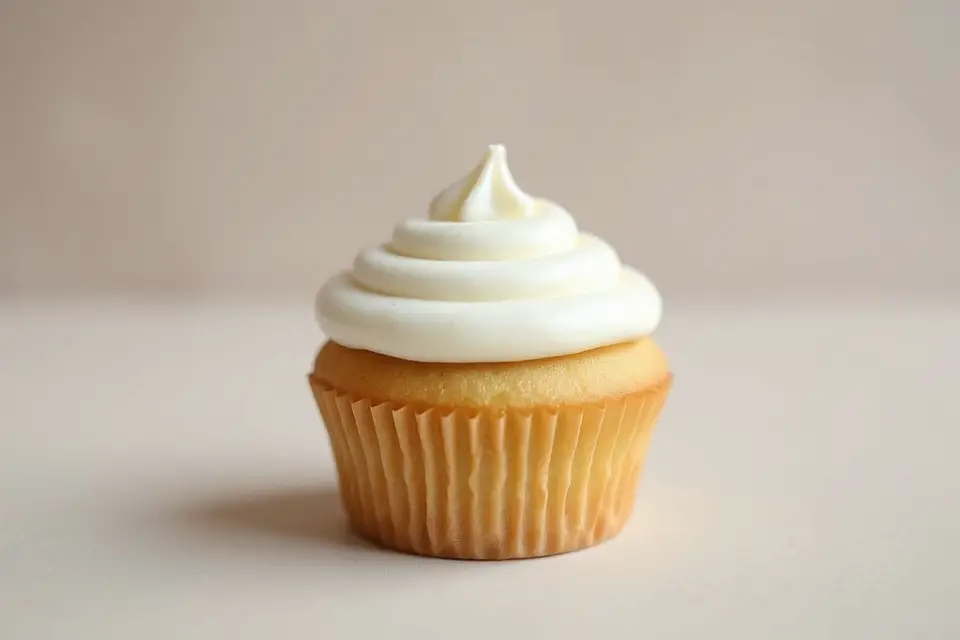 minimalist white frosted cupcake