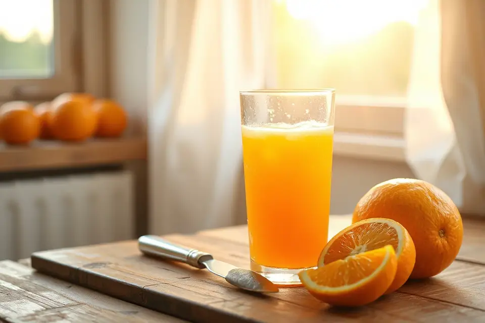morning sunlight and orange juice
