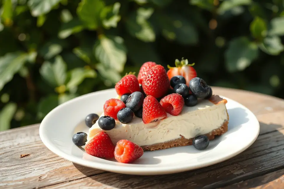 mouthwatering cheesecake with berries