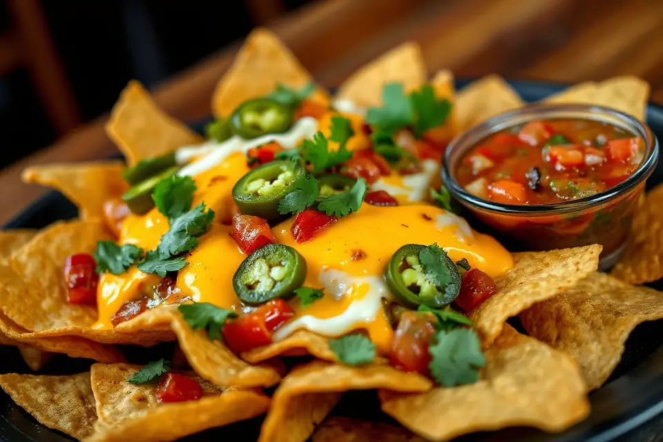mouthwatering nachos with salsa