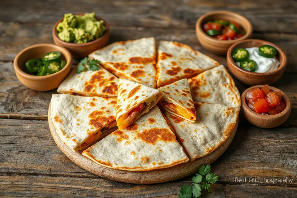 mouthwatering quesadilla with toppings