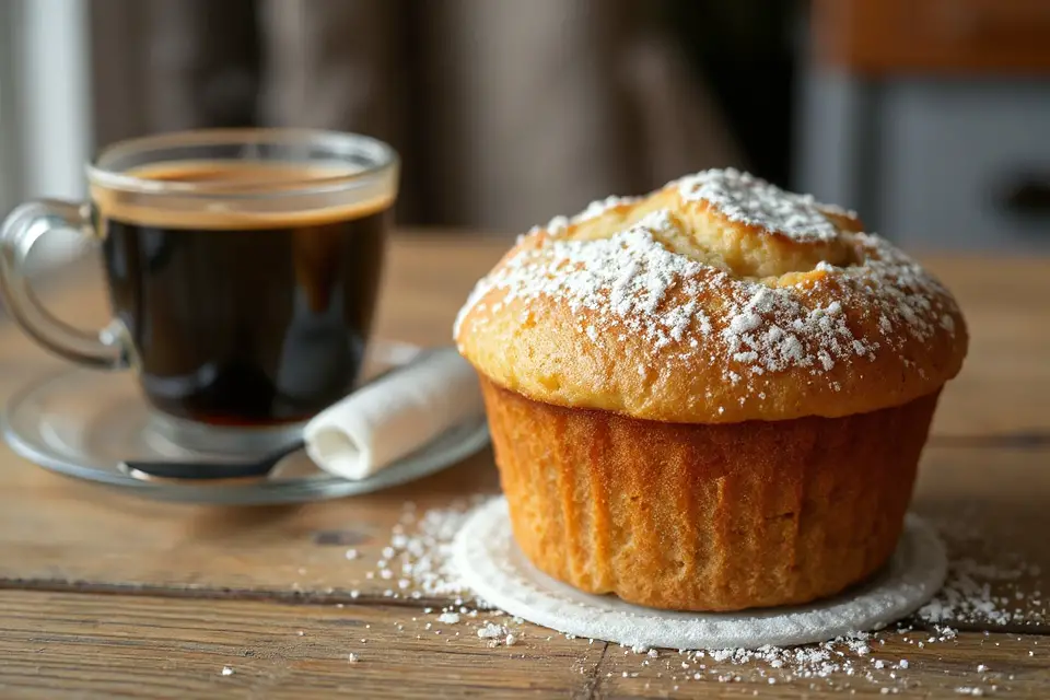 muffin with powdered sugar