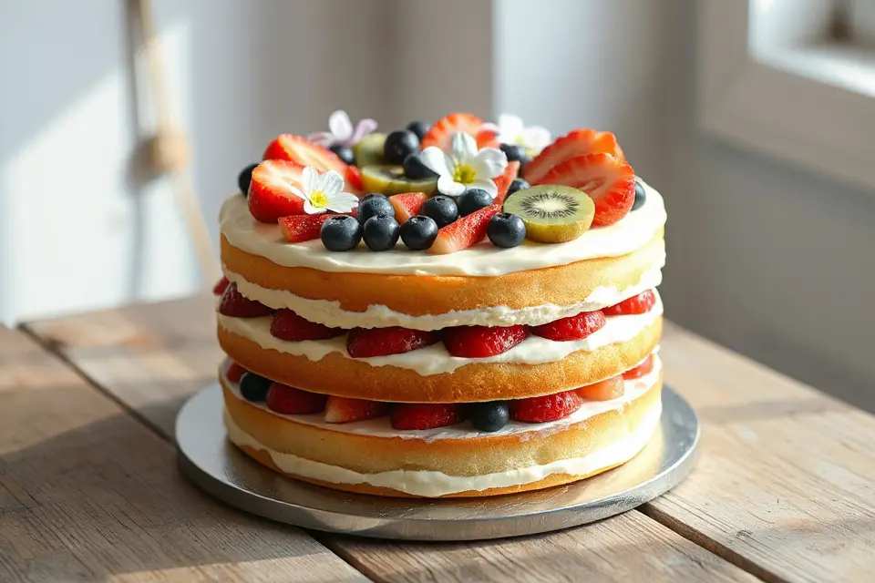 naked birthday cake fruit