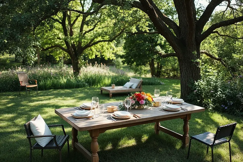 outdoor dining table scene