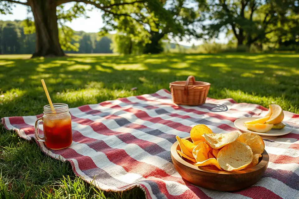 outdoor picnic potato chips