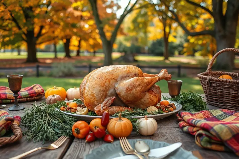 outdoor thanksgiving picnic setup