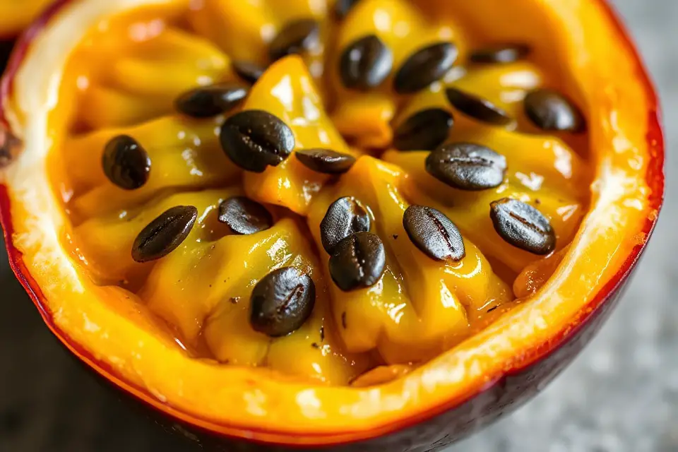 passionfruit seeds close up photo