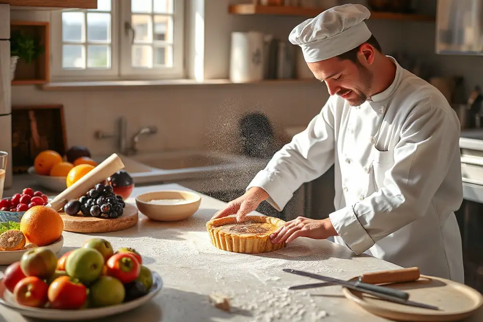 pastry chef preparing tart