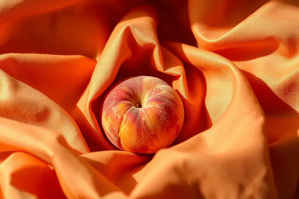 peach in soft fabric