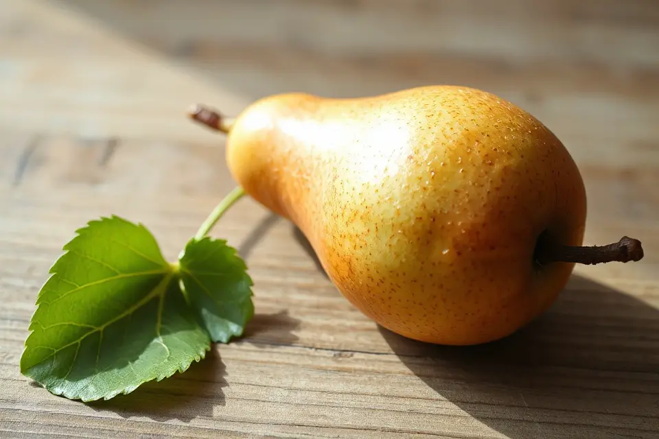 pear and leaf photo