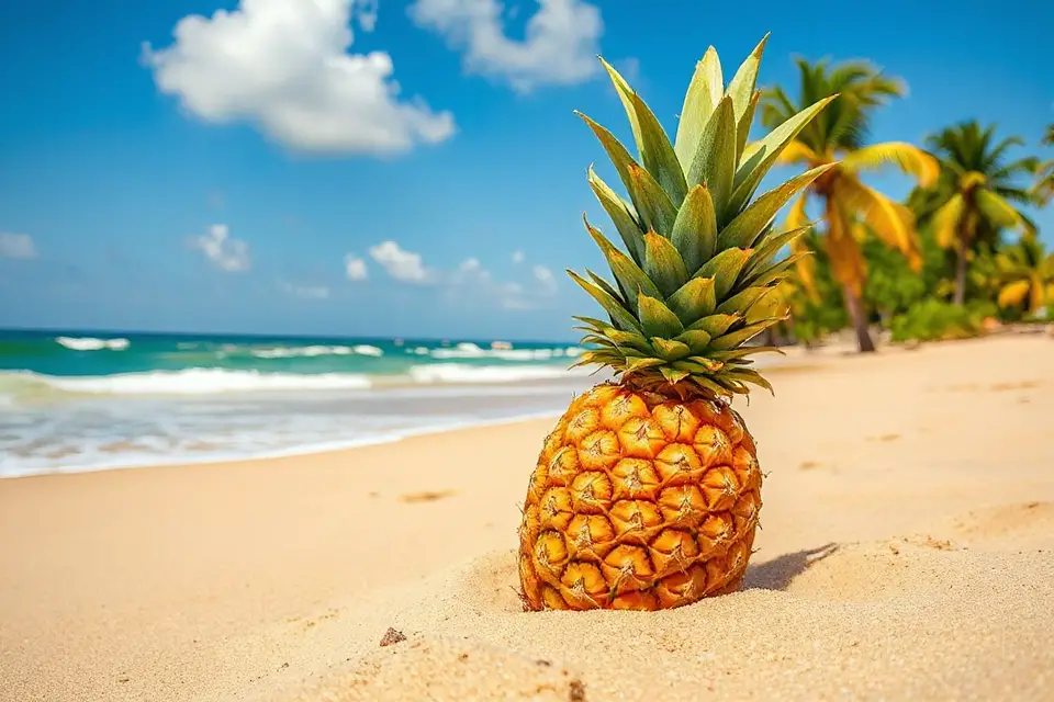 pineapple beach stock photo