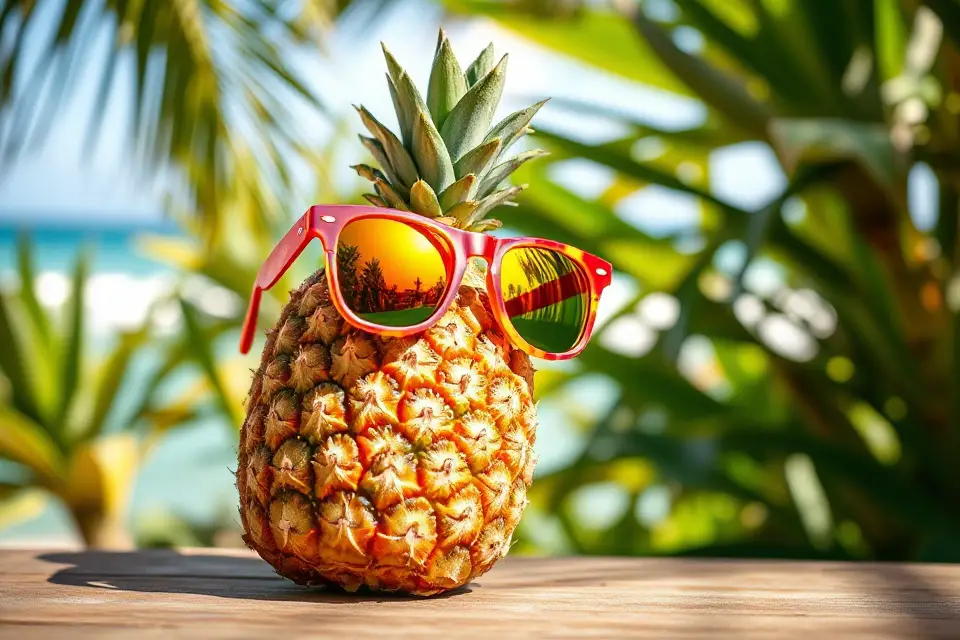 playful pineapple with sunglasses