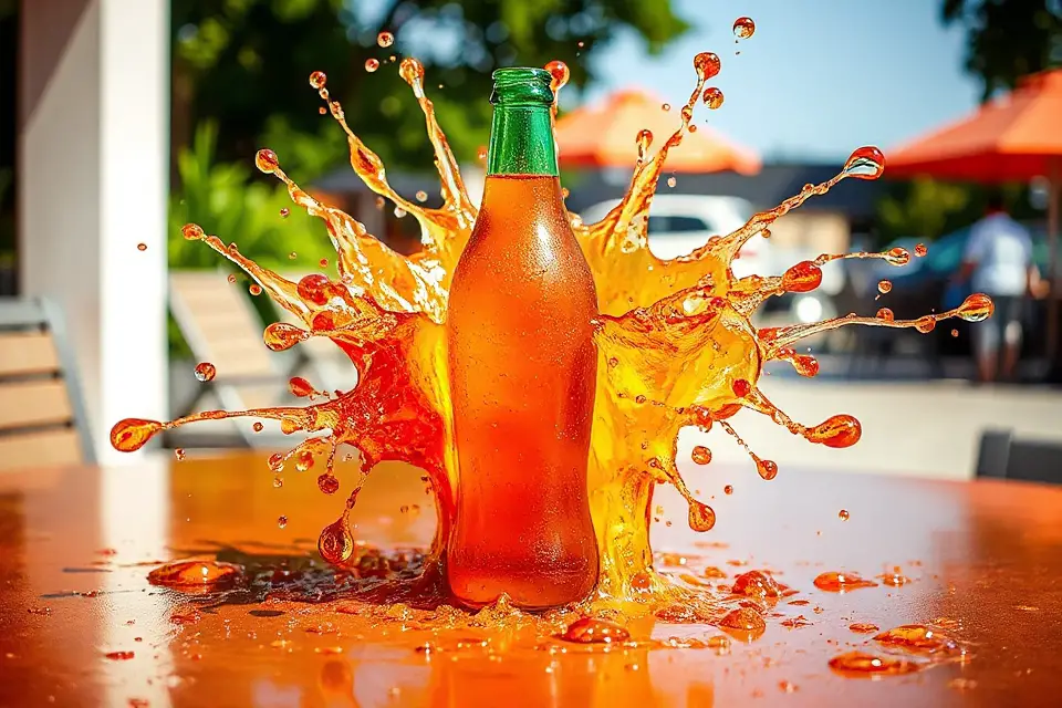 playful soda bottle splash
