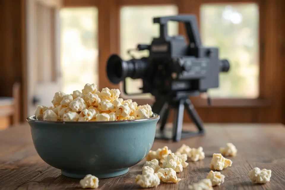 popcorn and retro camera