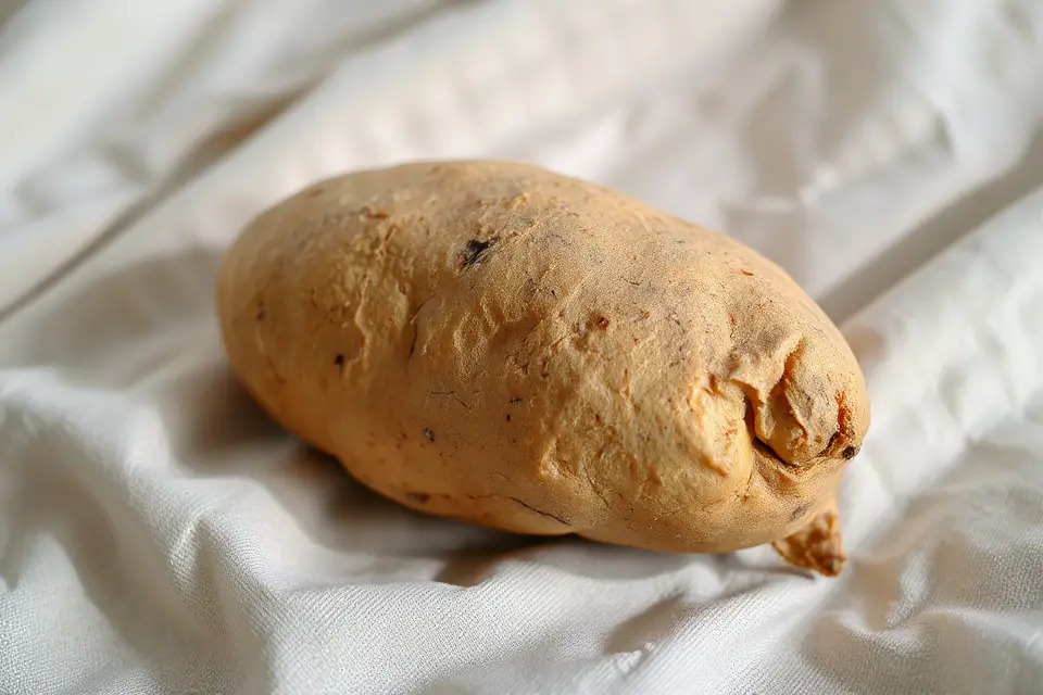 potato on linen backdrop
