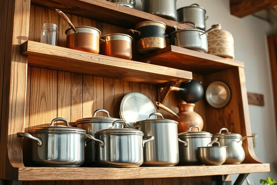 pots and pans shelf