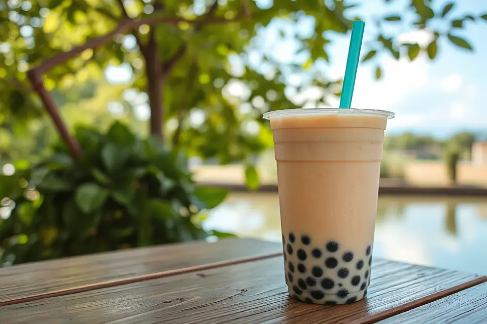 refreshing bubble tea outdoors