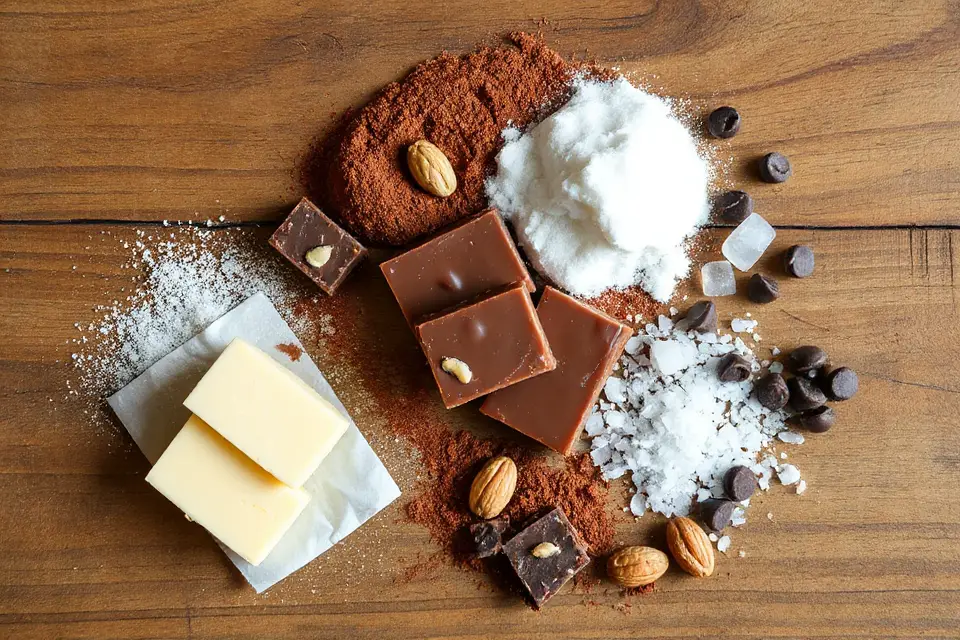 rich fudge with ingredients