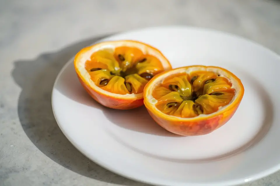 ripe passionfruit on plate