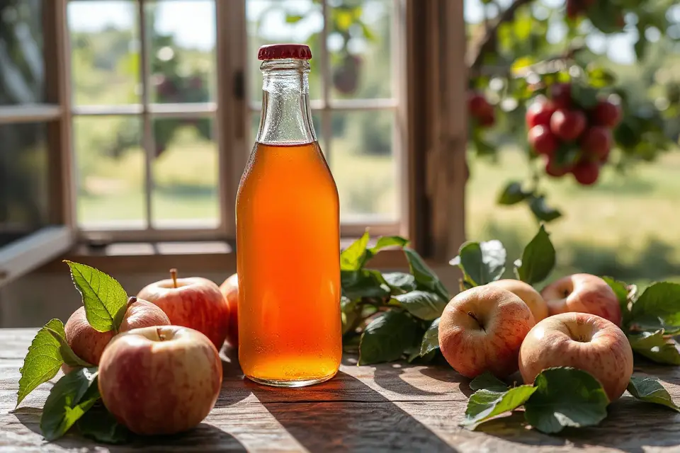 rustic apple juice bottle