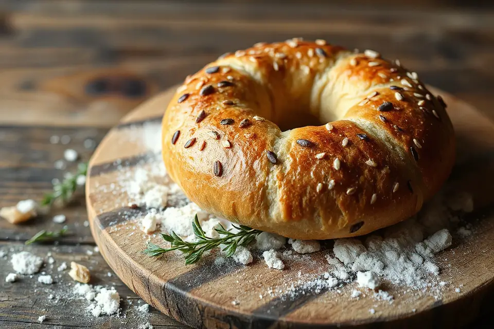 rustic bagel wooden board