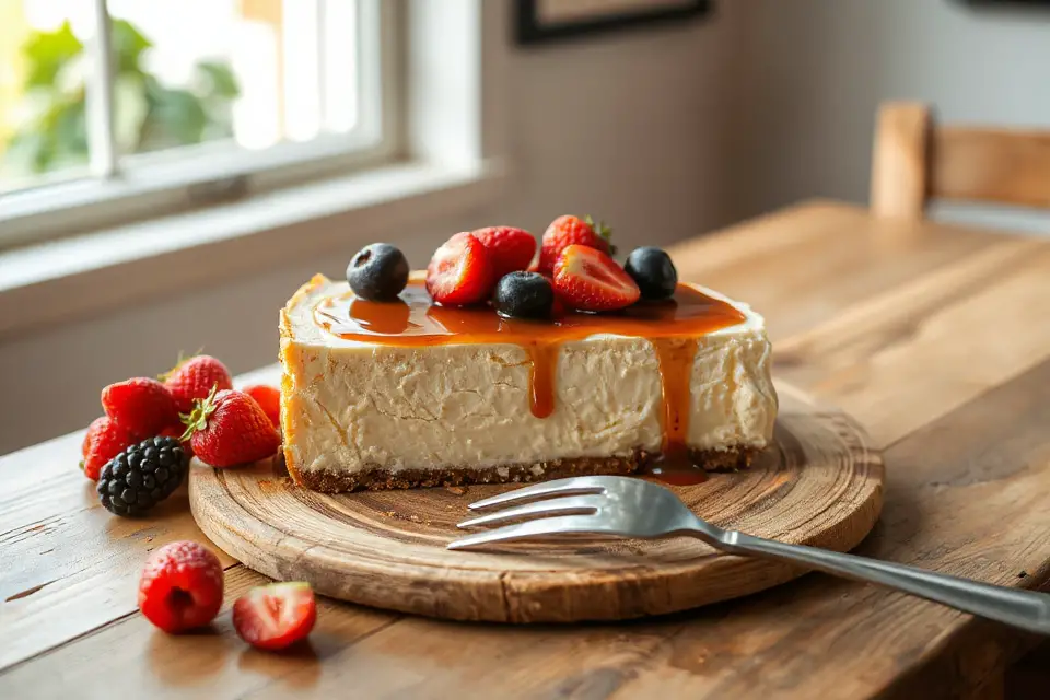 rustic cheesecake stock photo