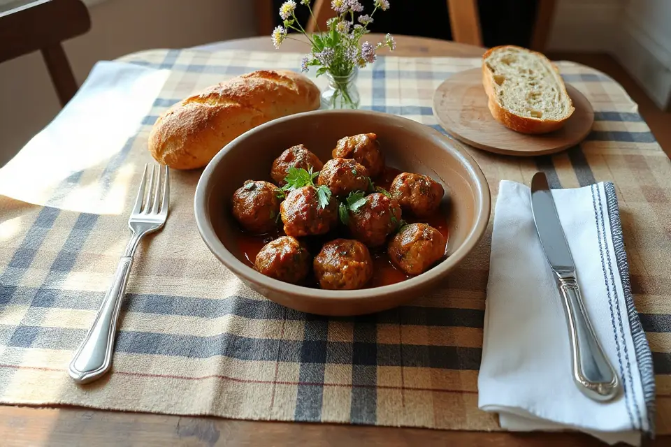 rustic meatball table setting