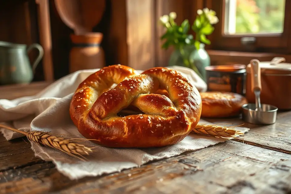 rustic pretzel stock photo
