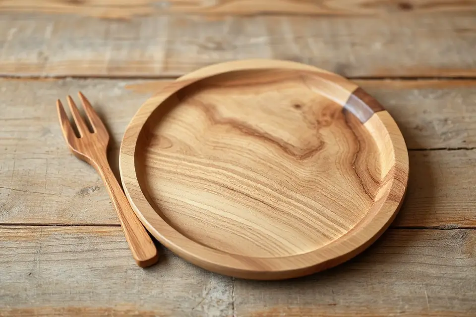 rustic wooden plate photo