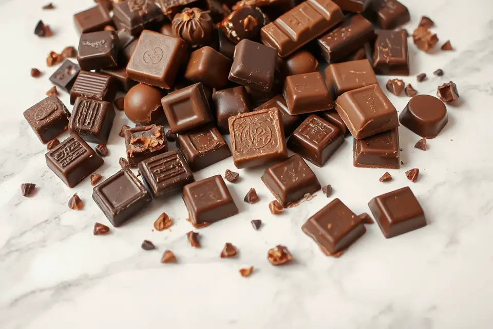 scattered chocolate on marble