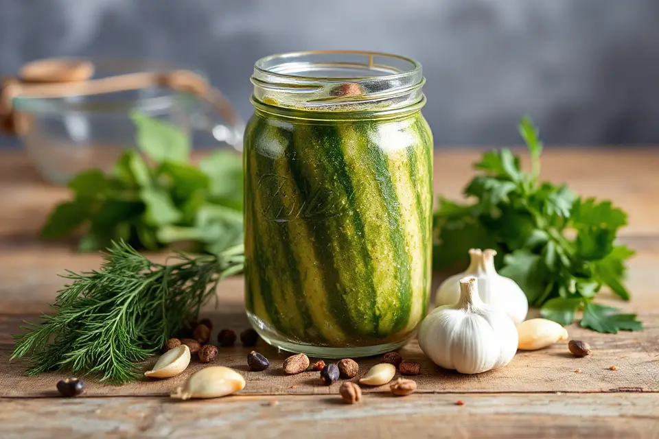 seasoned cucumbers in jar