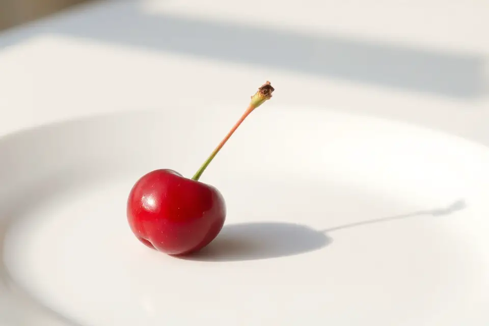 single cherry on plate
