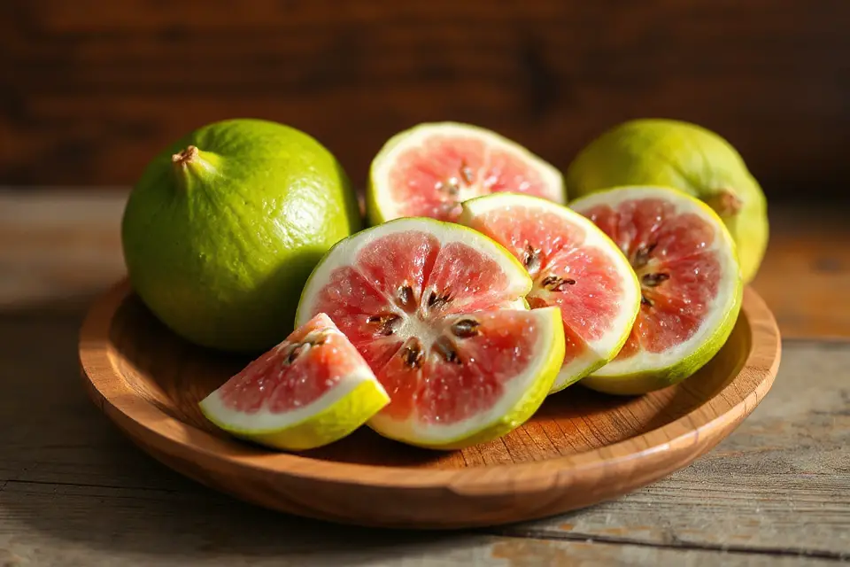 sliced guava on plate