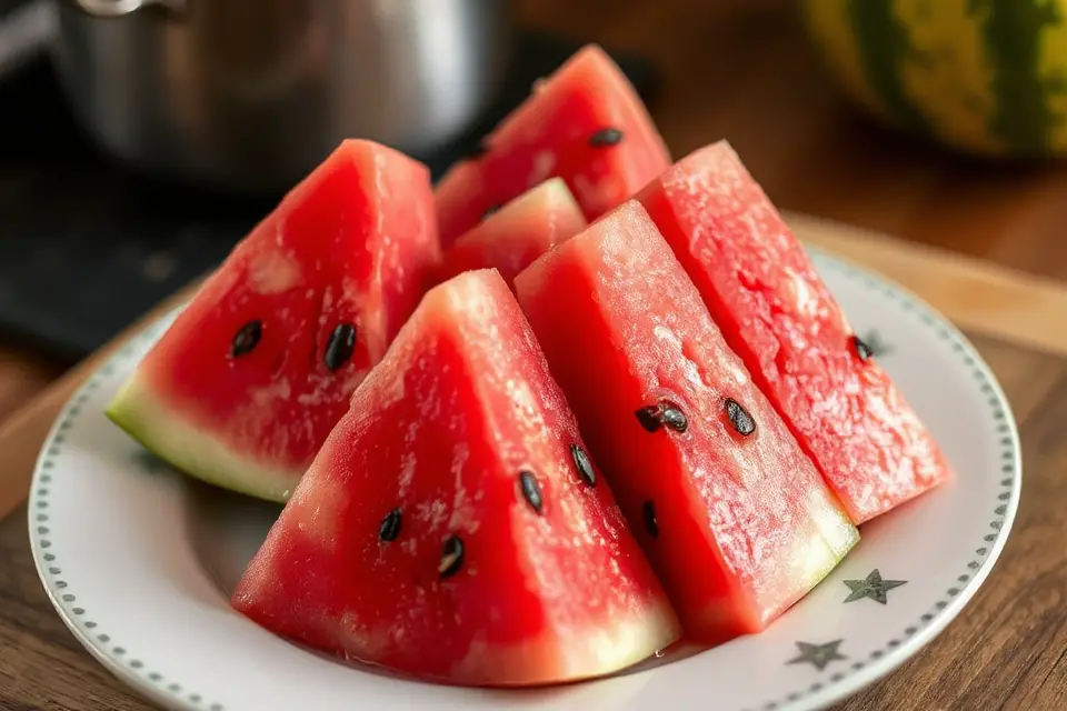 sliced watermelon on plate