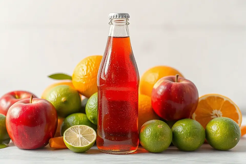 soda bottle with fruits