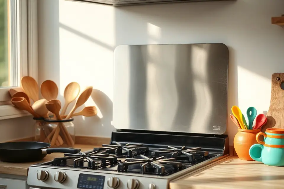 stove and cooking utensils