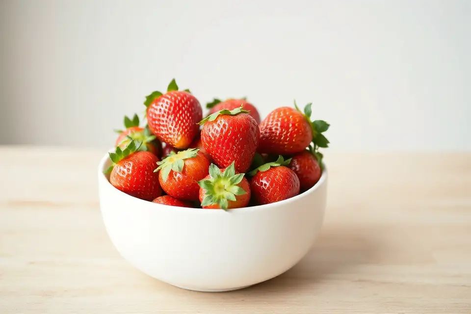 strawberry in white bowl