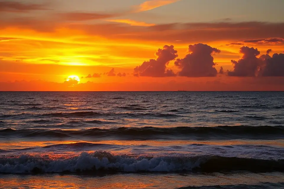 stunning orange ocean sunset