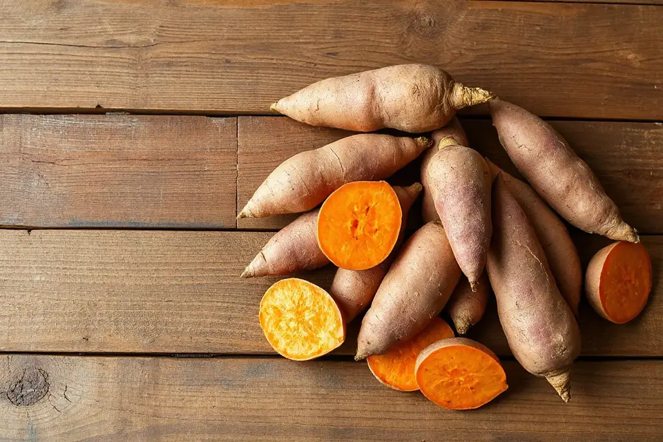sweet potato wooden table