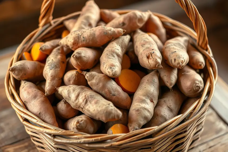 sweet potatoes in basket