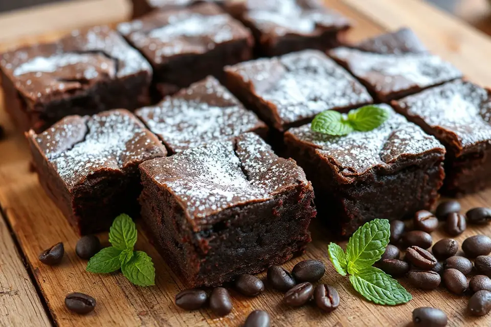 tempting chocolate brownies display