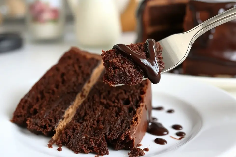 tempting chocolate cake slice