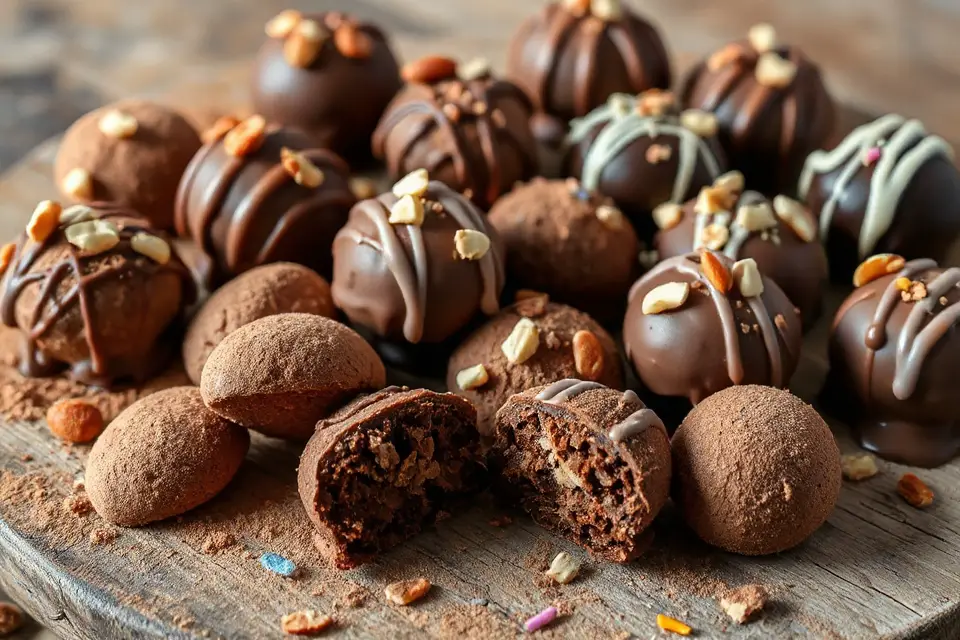 tempting chocolate truffles displayed
