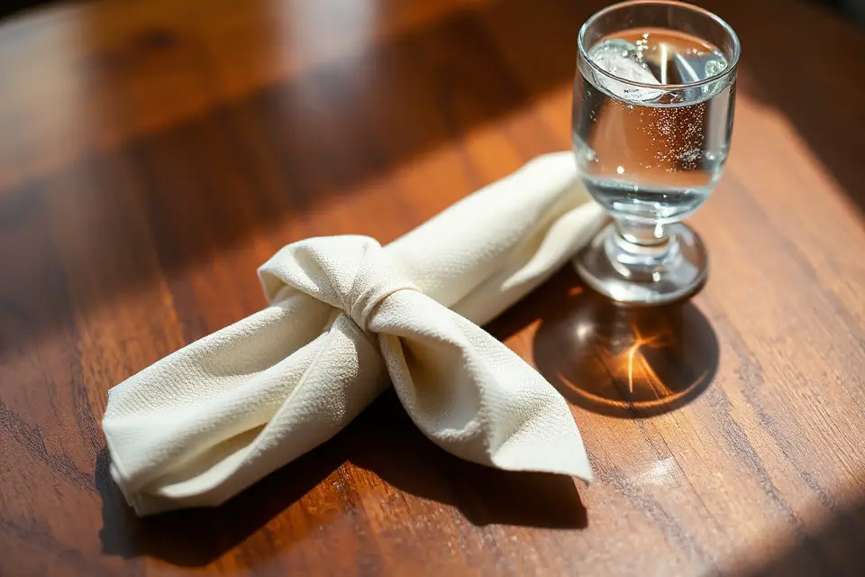 textured napkin glass fold