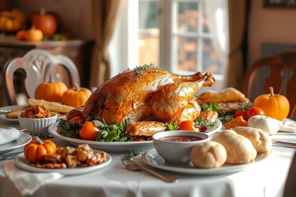 thanksgiving turkey festive table