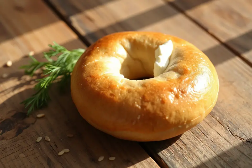 toasted bagel with cream