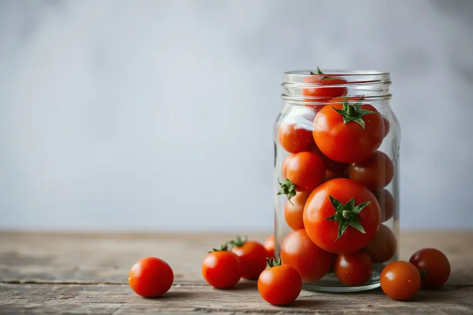 tomatoes in glass jar